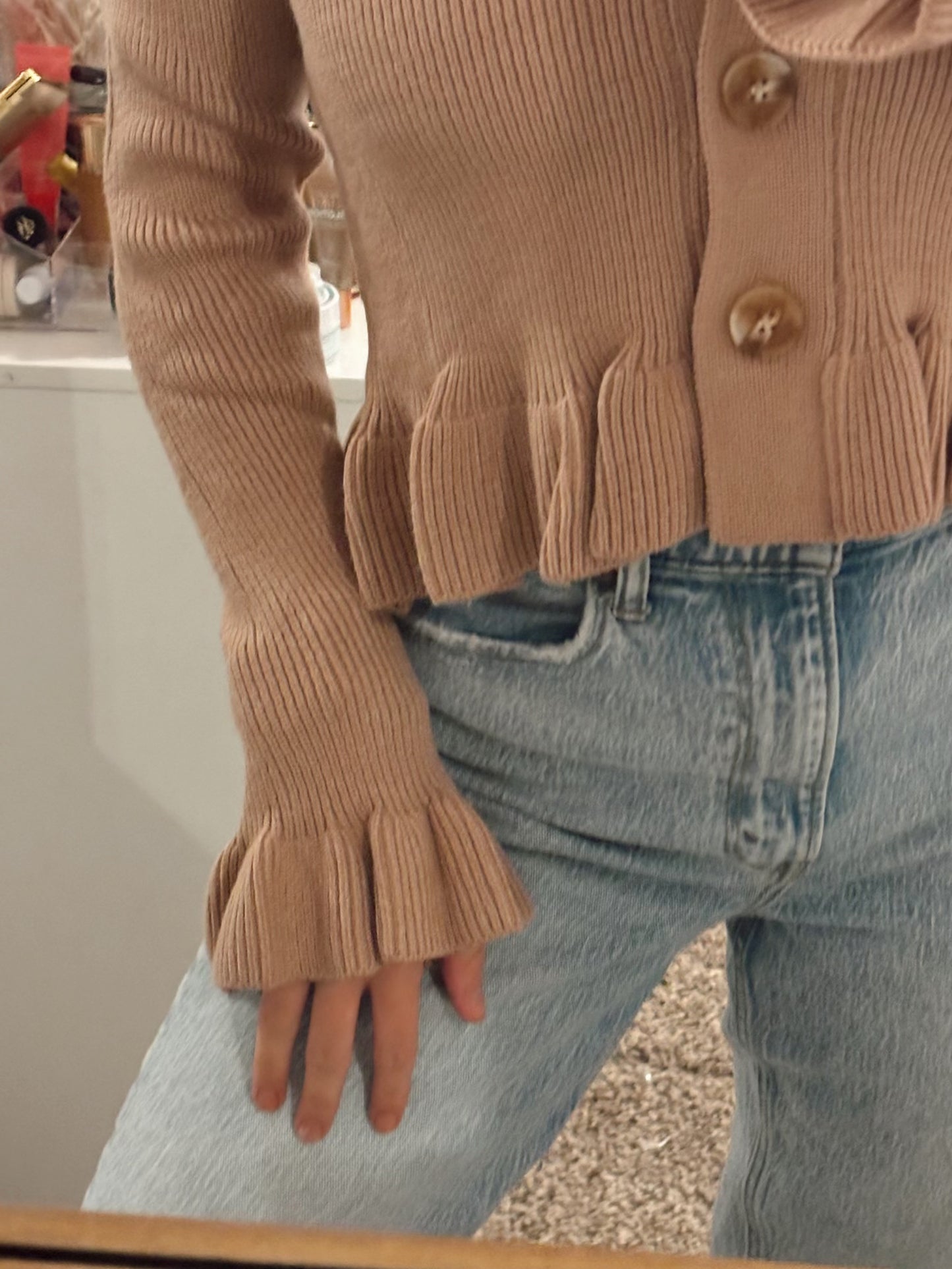 Caramel ruffled sweater